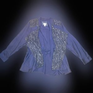 Open Front Jacket With Lace Panels